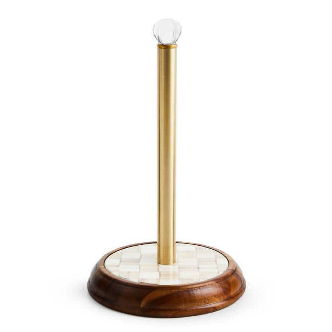 Emerald Check Wood Paper Towel Holder