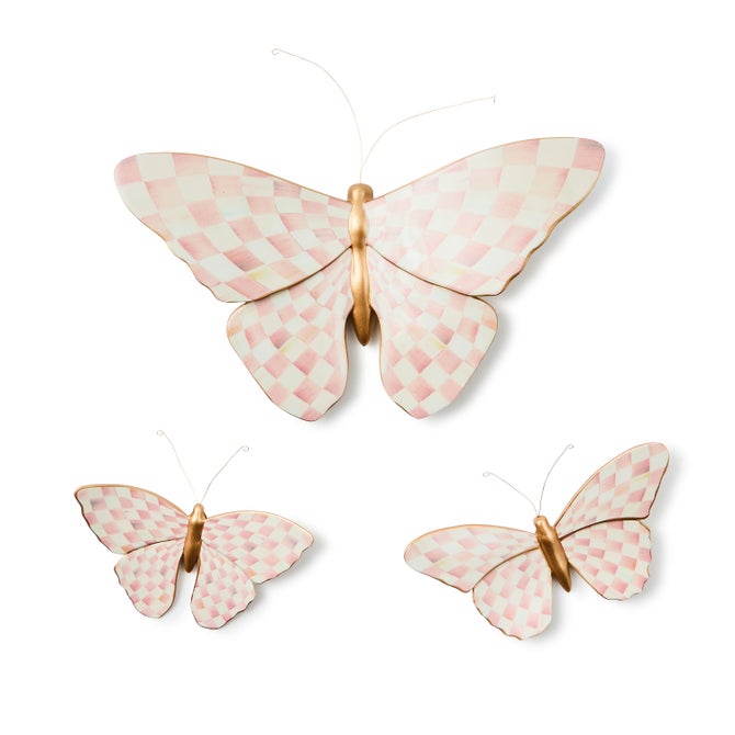 Rosy Check Wall Decor Butterfly Duo
