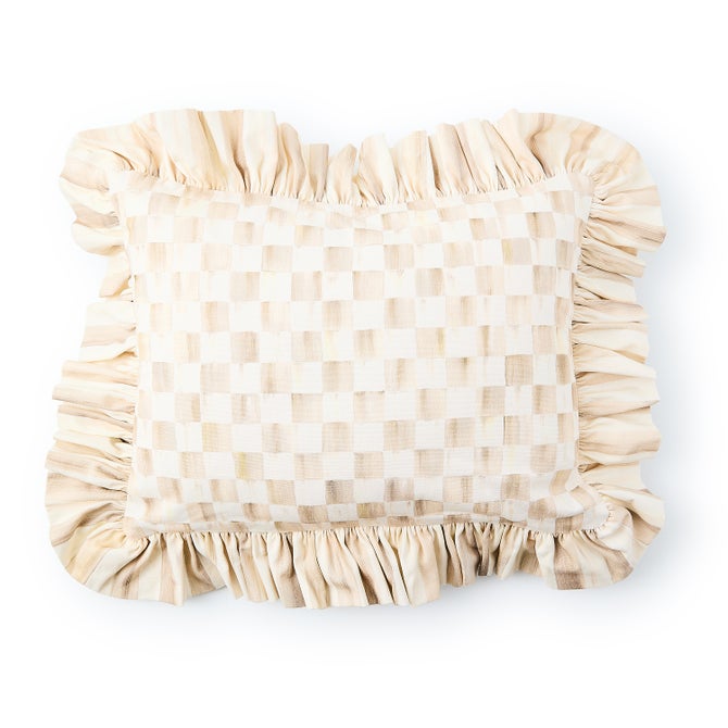 Rosy Check Ruffle Throw Pillow