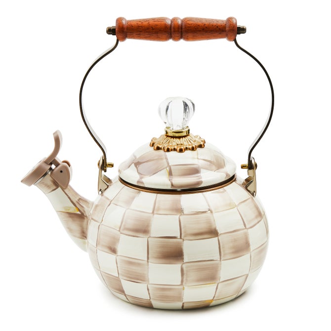 White Flower Market Whistling Tea Kettle