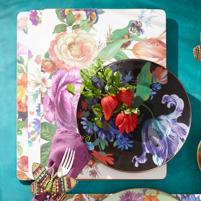 White Flower Market Placemats, Set of 4