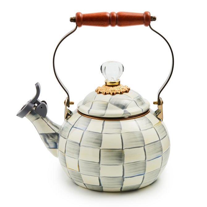 White Flower Market Whistling Tea Kettle