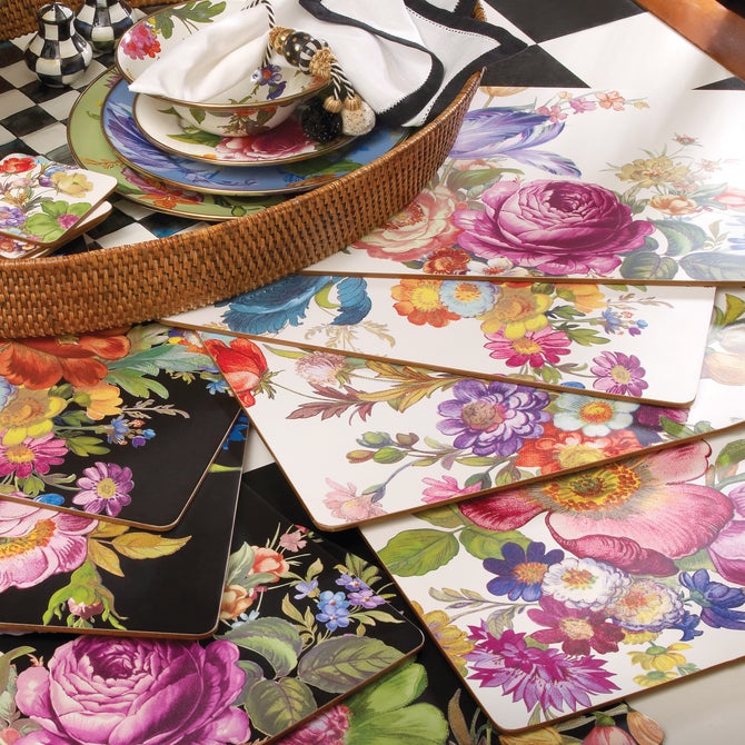 White Flower Market Placemats, Set of 4