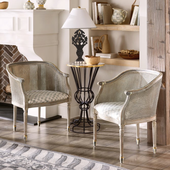 Sterling Check Pedestal Accent Table