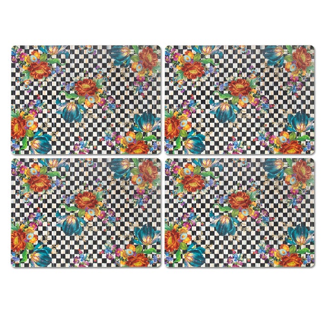 Courtly Flower Market Cork Back Placemats, Set of 4