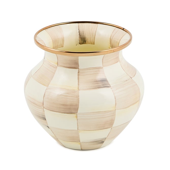 Sterling Check Enamel Vase