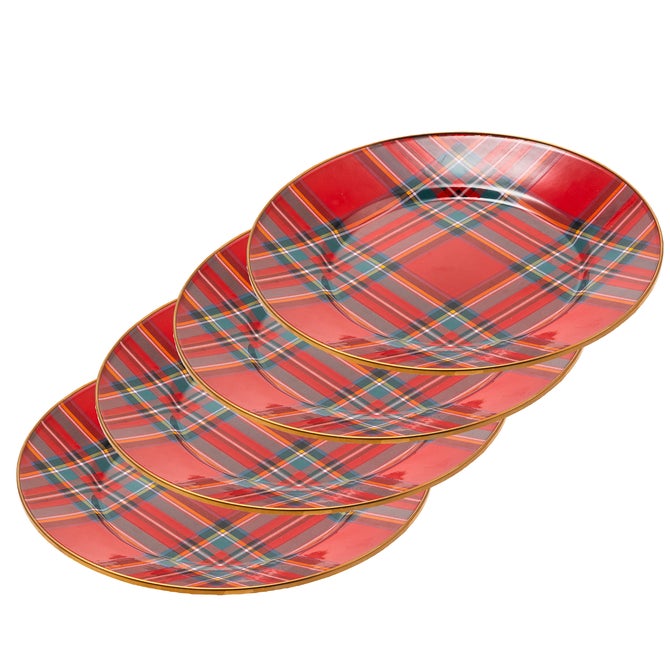 Tartastic Enamel Charger - Red, Set of 4