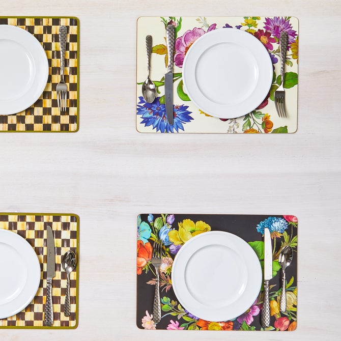 Black Flower Market Placemats, Set of 4