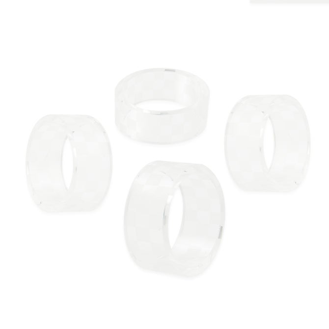 Clear Check Napkin Rings, Set of 4