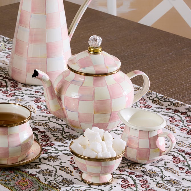 Enamel Check 4 Cup Teapot
