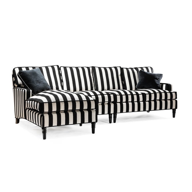 Marquee Black Stripe 2-Piece Left Arm Chaise Sectional