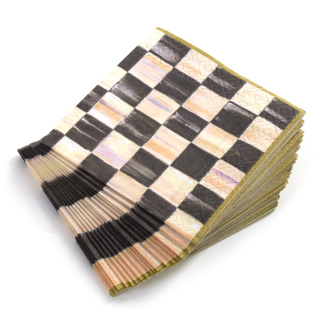 Mocha Check Cocktail Paper Napkins