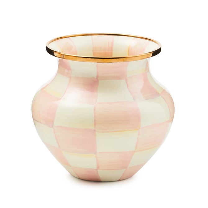 Sterling Check Enamel Vase
