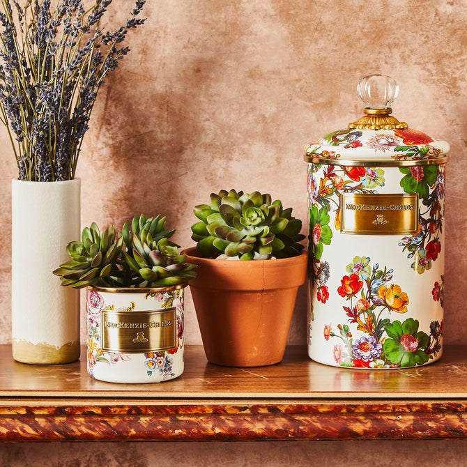 White Flower Market Large Canister