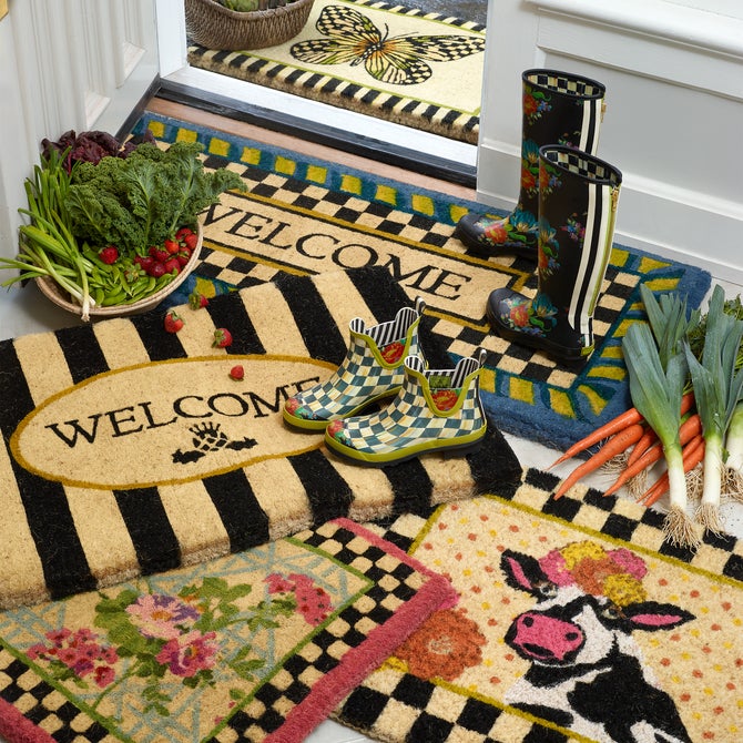 Welcome Periwinkle Double Door Entrance Mat