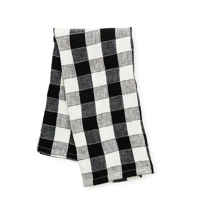 Navy Check Linen Dish Towel