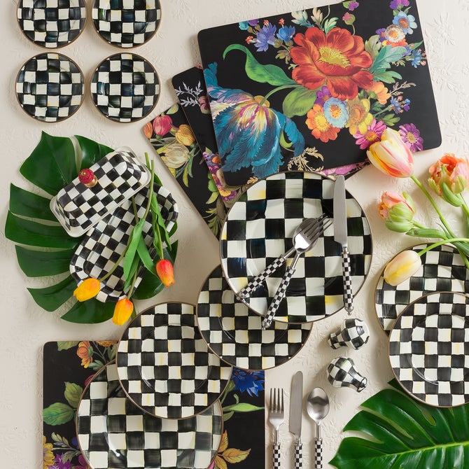Black Flower Market Placemats, Set of 4