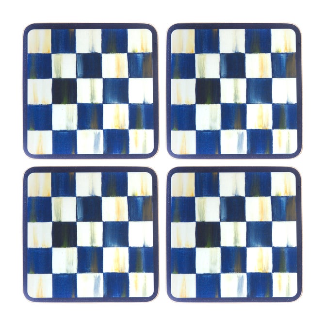 Royal Check Cork Back Coasters, Set of 4
