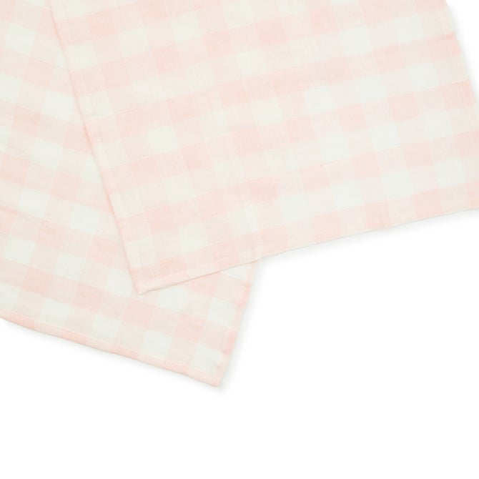 Pink Check Linen Dish Towel