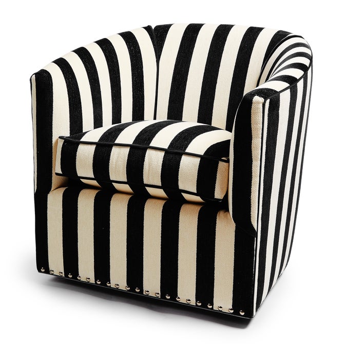 Marquee Black Stripe Chenille Swivel Chair