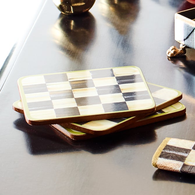 Courtly Check Cork Back Coasters, Set of 4