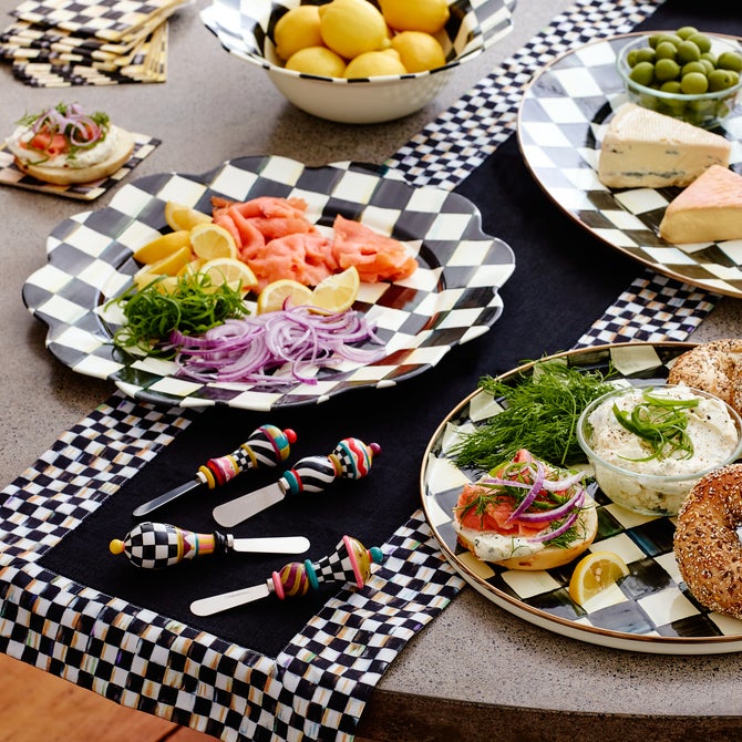 Courtly Check Black Table Runner