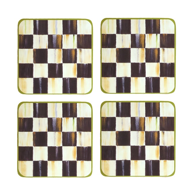 Courtly Check Cork Back Coasters, Set of 4