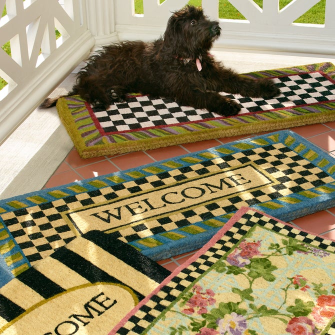 Welcome Periwinkle Double Door Entrance Mat