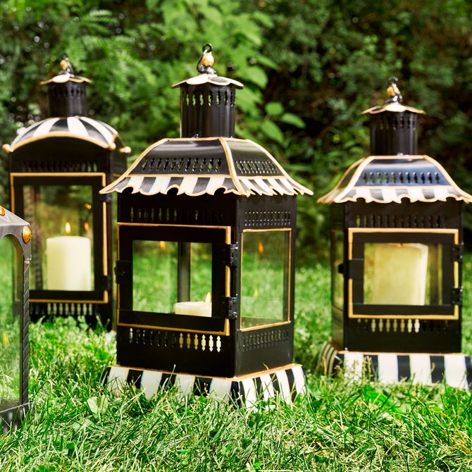 Courtly Stripe Large Candle Lantern