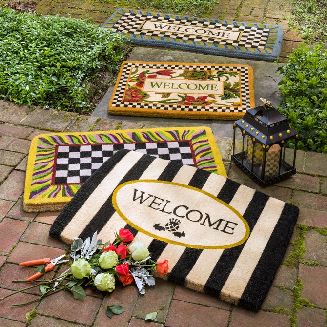 Welcome Periwinkle Double Door Entrance Mat