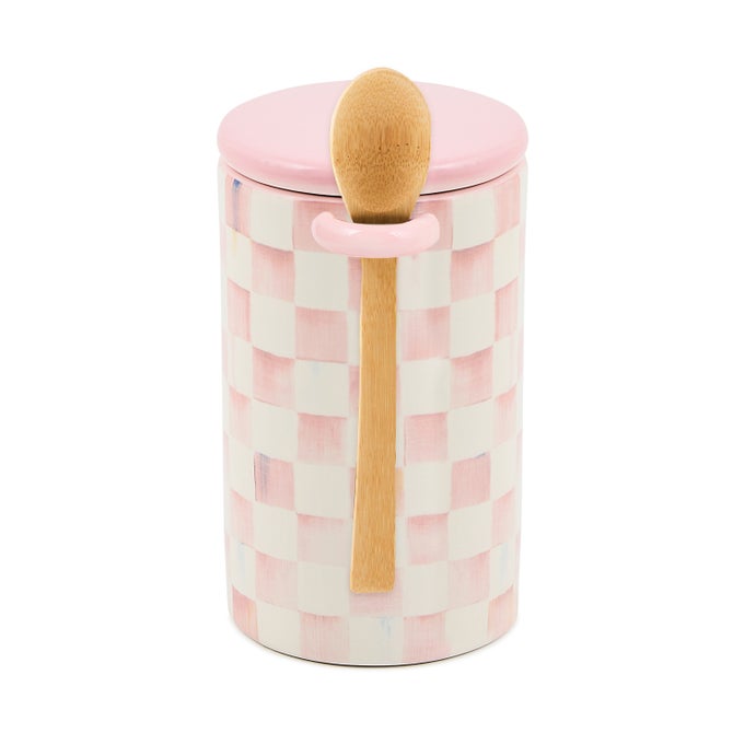 Rosy Check Farmhouse Canisters, Set of 2