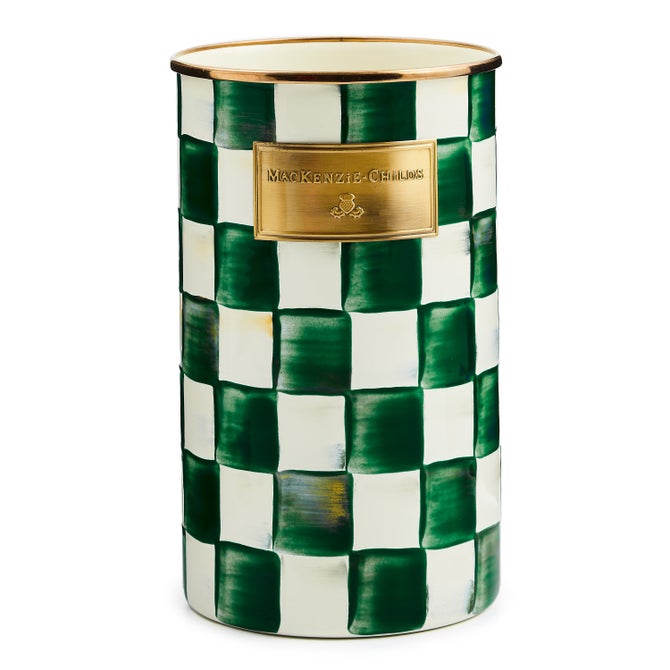 Mocha Check Utensil Holder