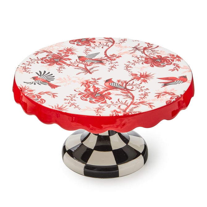 Cardinal Toile Large Pedestal Platter
