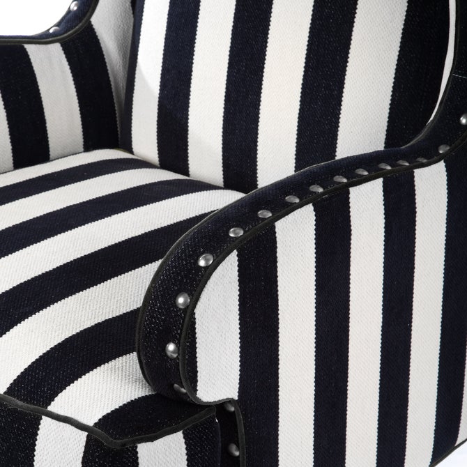 Marquee Black Stripe Chenille Wing Chair