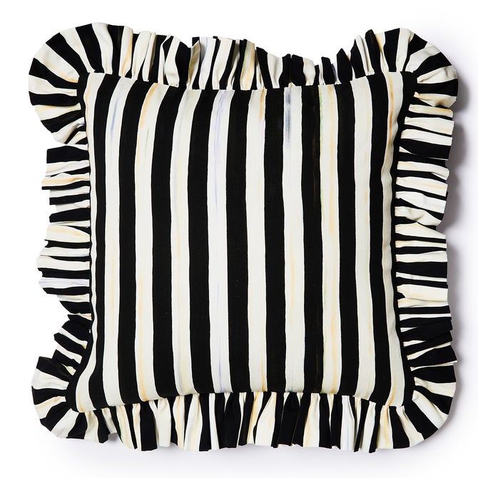 Rosy Check Ruffle Throw Pillow