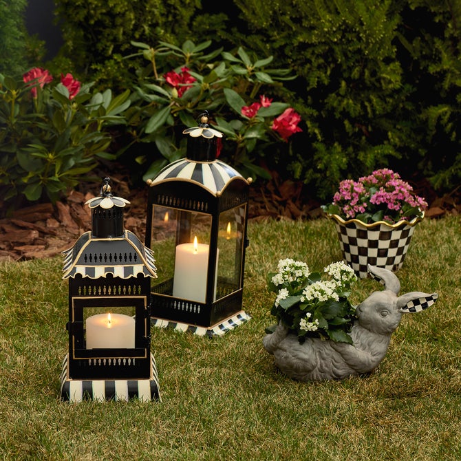 Courtly Stripe Large Candle Lantern