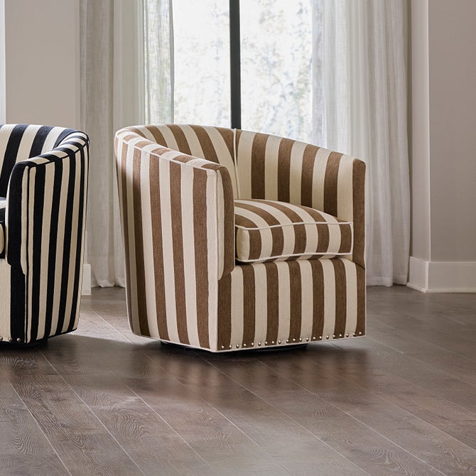 Marquee Brown Stripe Chenille Swivel Chair