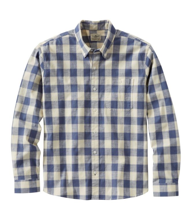 Men's Comfort Stretch Chambray Shirt, Traditional Untucked Fit, Long-Sleeve, Print