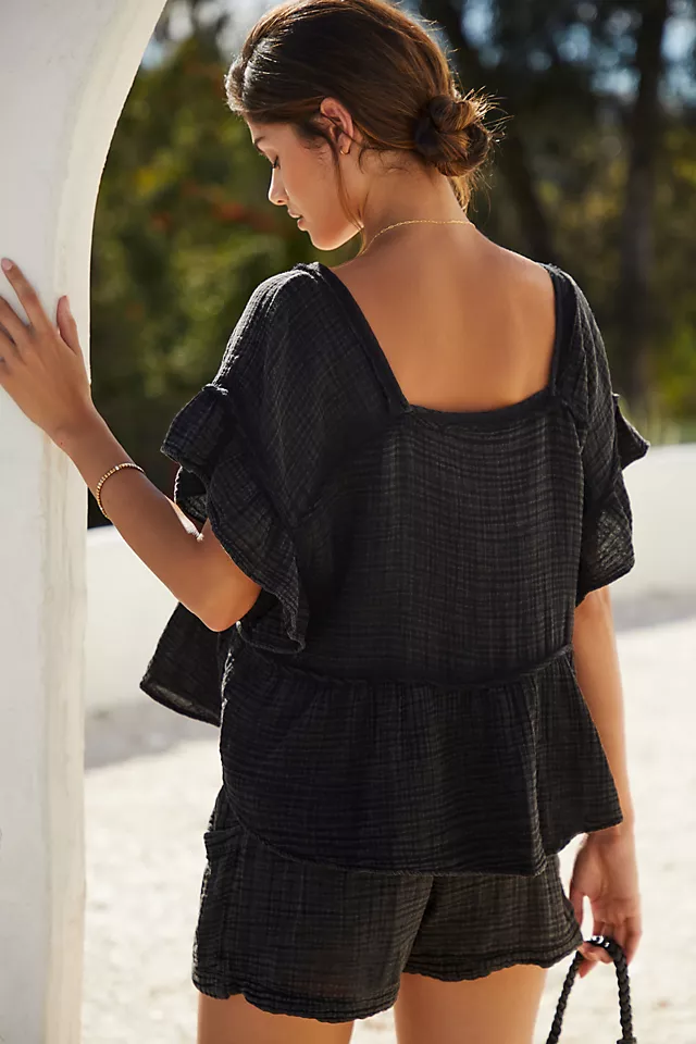 The Kaveri Gauze Top BLACK