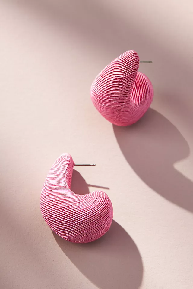 Textured Mod Huggie Earrings PINK