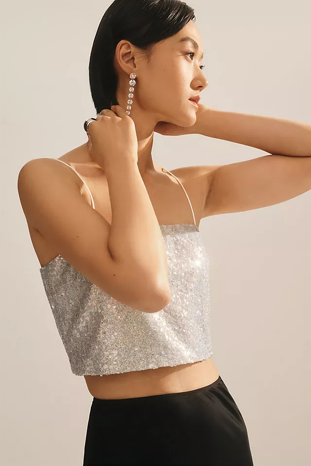 Sunday in Brooklyn Sparkle Crop Top SILVER