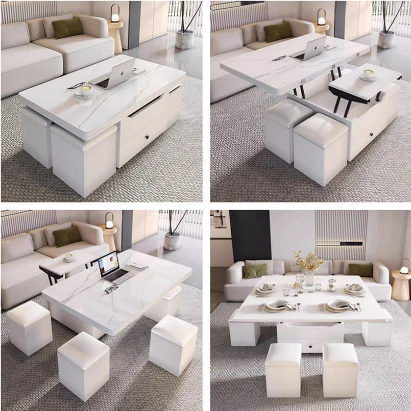 ✨Multifunctional Lift Top Coffee Table With 4 Storage Stools -1