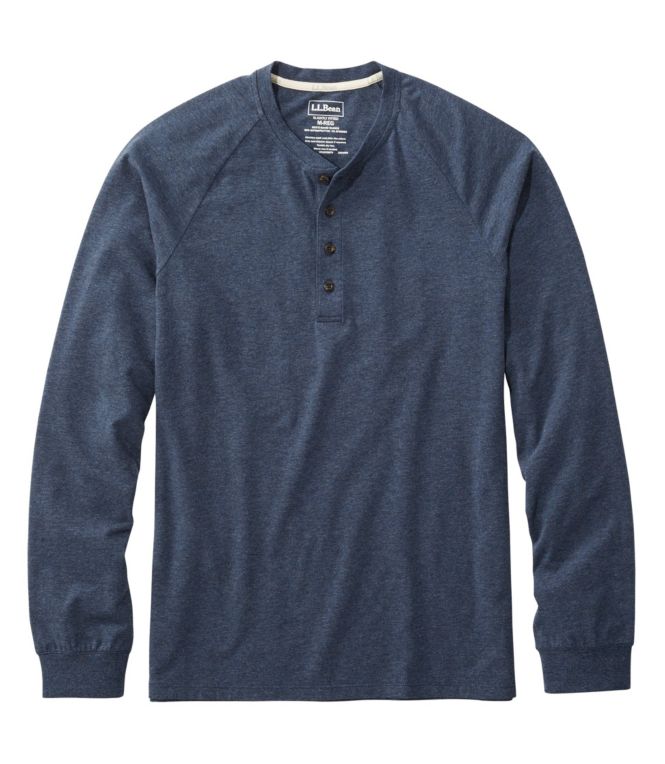 Men's Comfort Stretch Pima Tee Shirt, Long-Sleeve Henley