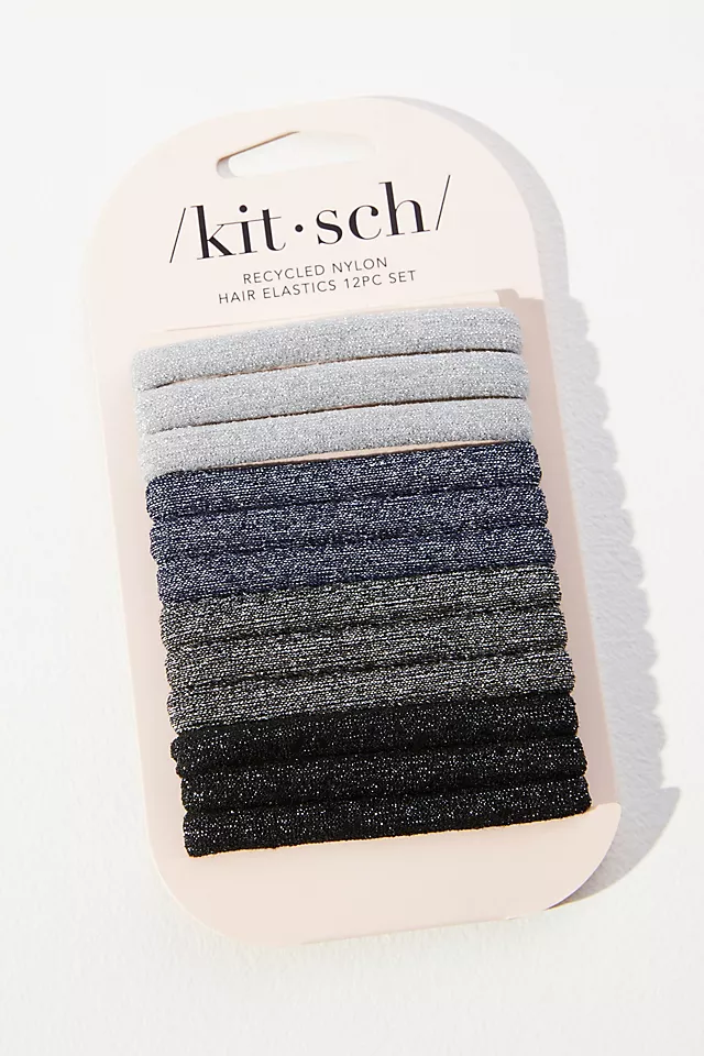 KITSCH Glitter Elastic Hair Ties BLACK MOTIF