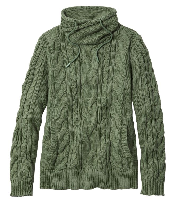 Women's Double L® Mixed-Cable Sweater, Funnelneck