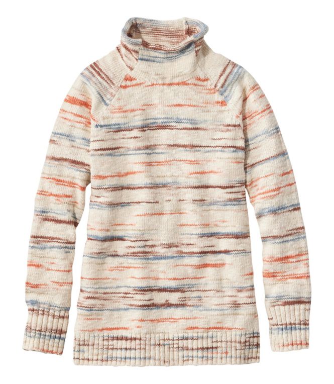 Women's Cotton Ragg Sweater, Funnelneck Pullover Space-Dye