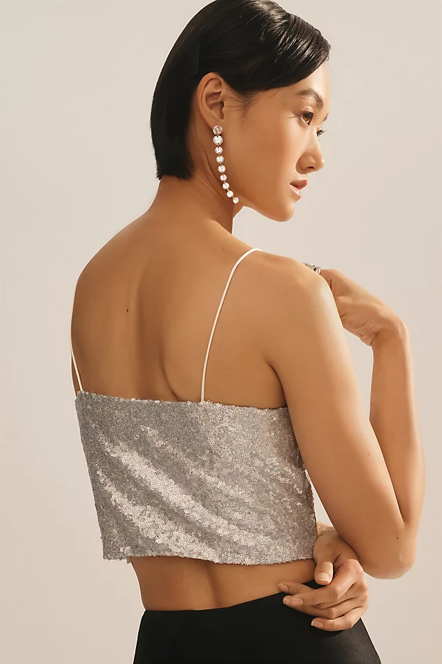 Sunday in Brooklyn Sparkle Crop Top SILVER