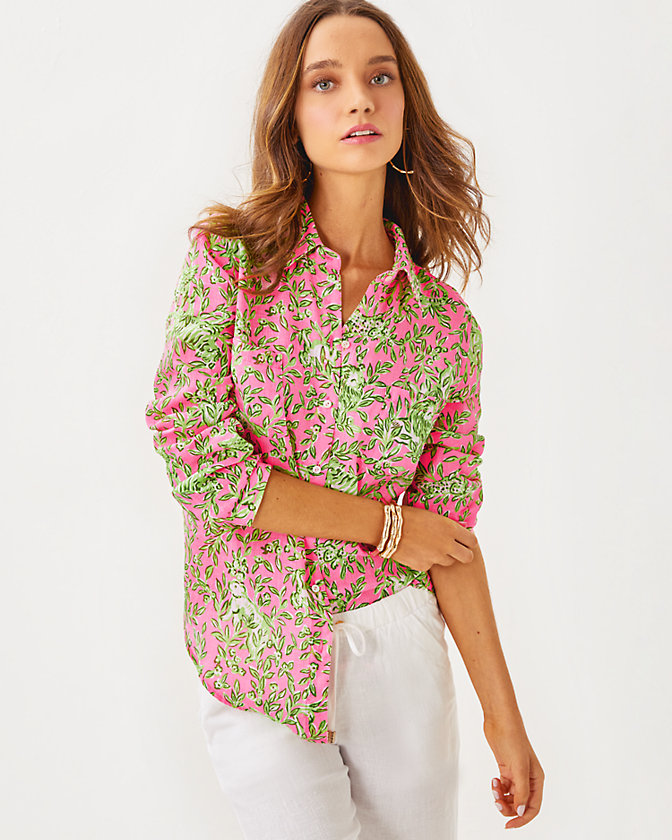Sea View Linen Button Down Top