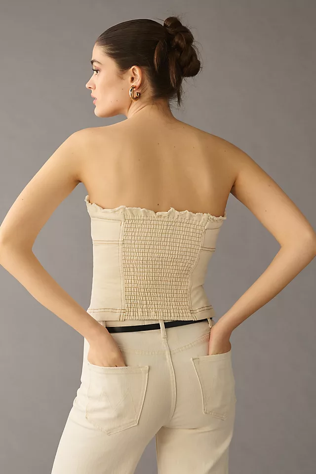 Pilcro Button-Front Corset Top IVORY