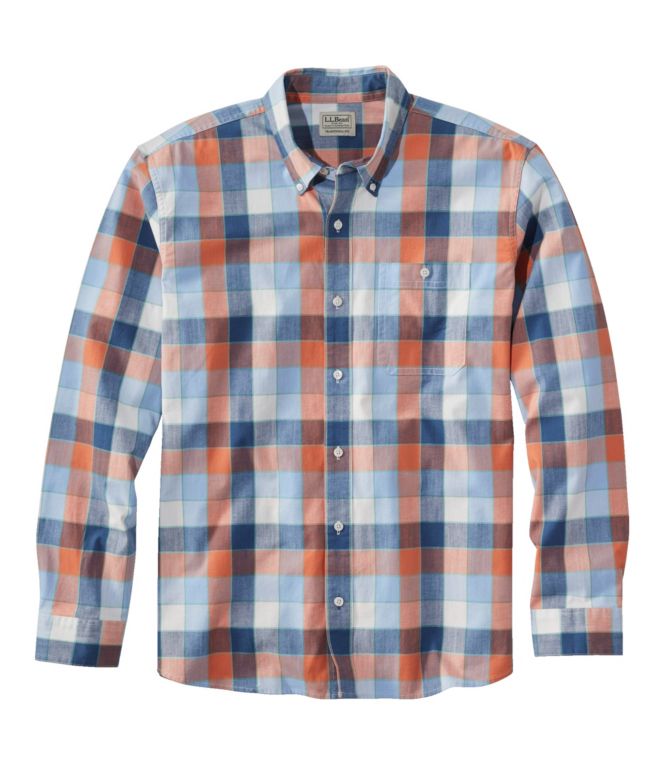 Men's Comfort Stretch Chambray Shirt, Traditional Untucked Fit, Long-Sleeve, Print